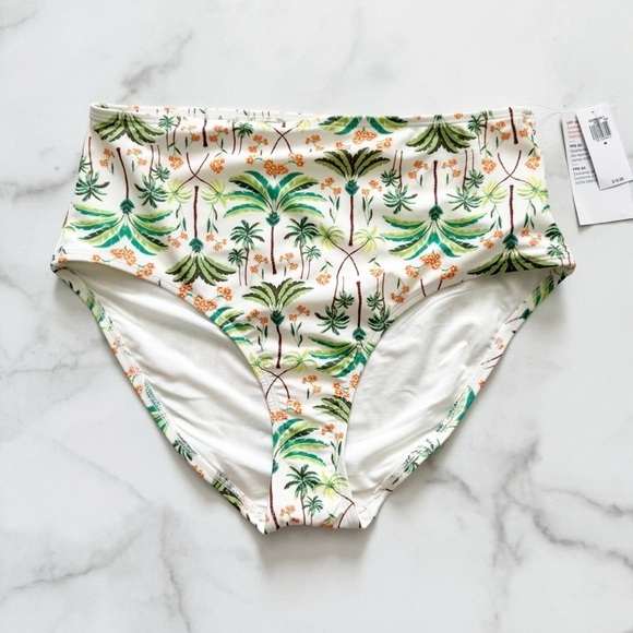 Old Navy High Rise Palm Tree Print Bikini Bottoms Size Medium New - Picture 1 of 8